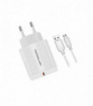 CARGADOR RÁPIDO CERTIFICADO QC 3.0 CON CABLE MICRO USB 1M, WHITE