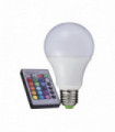 AMPOLLETA LED RGB MULTICOLOR  CON CONTROL REMOTO  E27