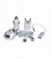 PACK  PARA IPHONE 5 EN 1 CARGADOR PARED, VEHICULO, AUDIFONOS, SPLITTER 3.5 MM Y CABLE