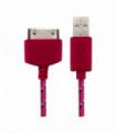 CABLE USB TEXTIL  2.0 IPOD/IPHONE/IPAD MODELO 2G/3GS/4GS RED