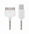 CABLE USB TEXTIL  2.0 IPOD/IPHONE/IPAD MODELO 2G/3GS/4GS WHITE