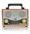 RADIO RETRO AM/FM, ENTRADA AUXILIAR  BATERIA RECARGABLE, CONEXIÓN BLUETOOTH, ENTRADA USB Y SD