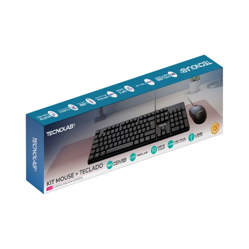 Kit Teclado + Mouse Cableado USB Tecnolab Español