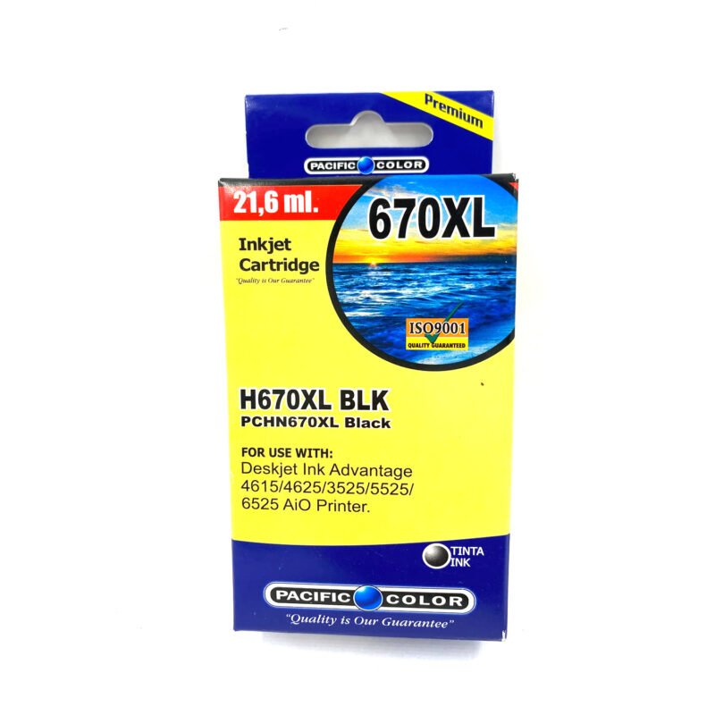 cartucho tinta pacific color compatible hp670xl black