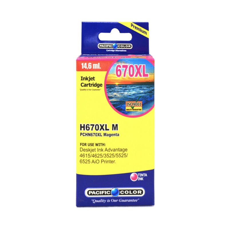 cartucho tinta pacific color compatible hp670xl magenta