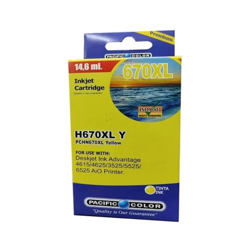 cartucho tinta pacific color compatible hp670xl yellow