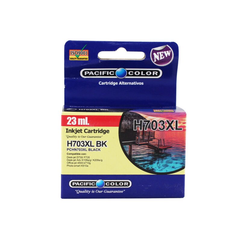 cartucho tinta pacific color 703 black. compatible hp k209a k510a k109a d730 f735. 23ml
