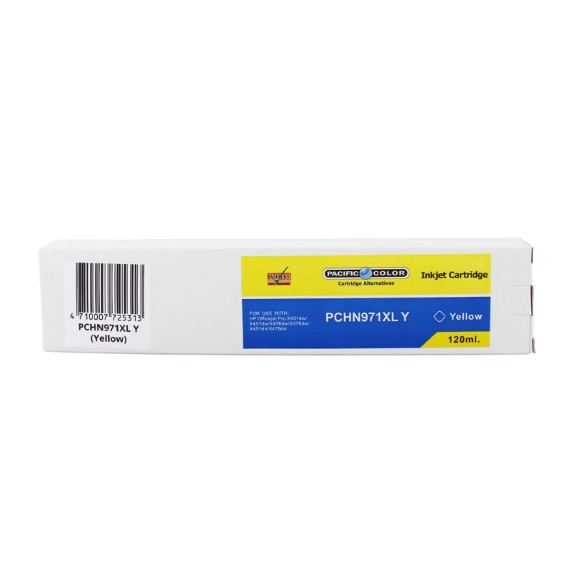 cartucho tinta pacific color compatible hp officejet pro x551dw/x451dw/x476dw/x576dw/x451dn/x476dn yellow — vista 2