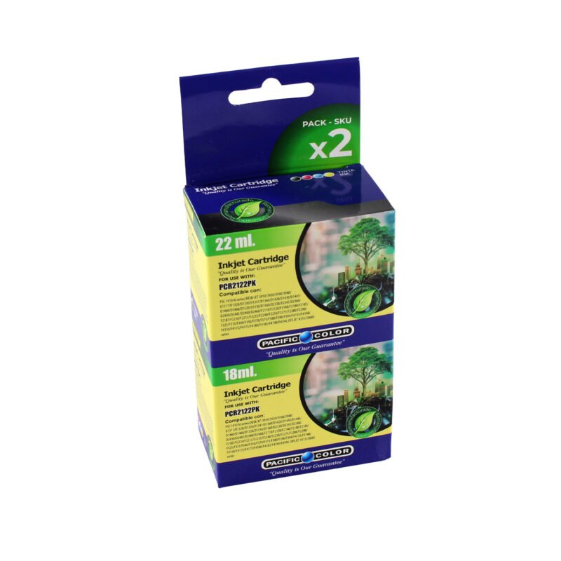 pack cartucho tinta pacific color reman compatible hp 21bk/22cl alto rendimiento — vista 2