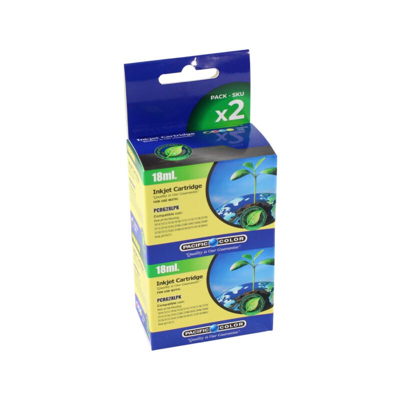 pack cartucho tinta pacific color reman compatible hp 62bk/62cl alto rendimiento — vista 2