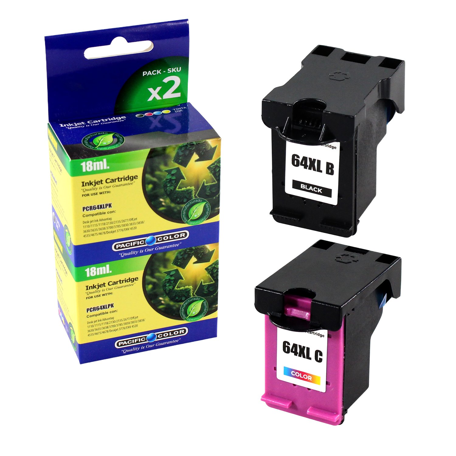 pack cartucho tinta pacific color reman compatible hp 64bk/64cl alto rendimiento pack cartucho tinta pacific color reman compatible hp 64bk/64cl alto rendimiento
