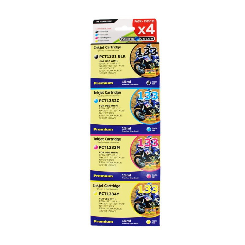 pack cartucho tinta 4 colores pacific color compatible epson pct1331/1332/1333/1334. 15ml
