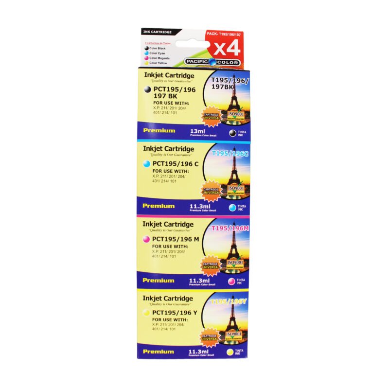 cartucho tinta pacific color epson xp 20/101/104/201/204/401/workforce xp 2512/2532.