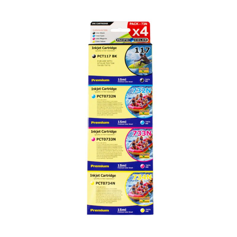 pack cartucho tinta 4 colores pacific color epson 731n/732n/733n/734n. 15ml