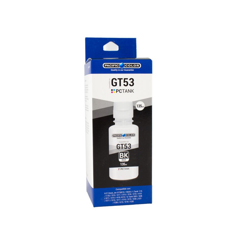 botella tinta pacific color compatible hp gt53 black