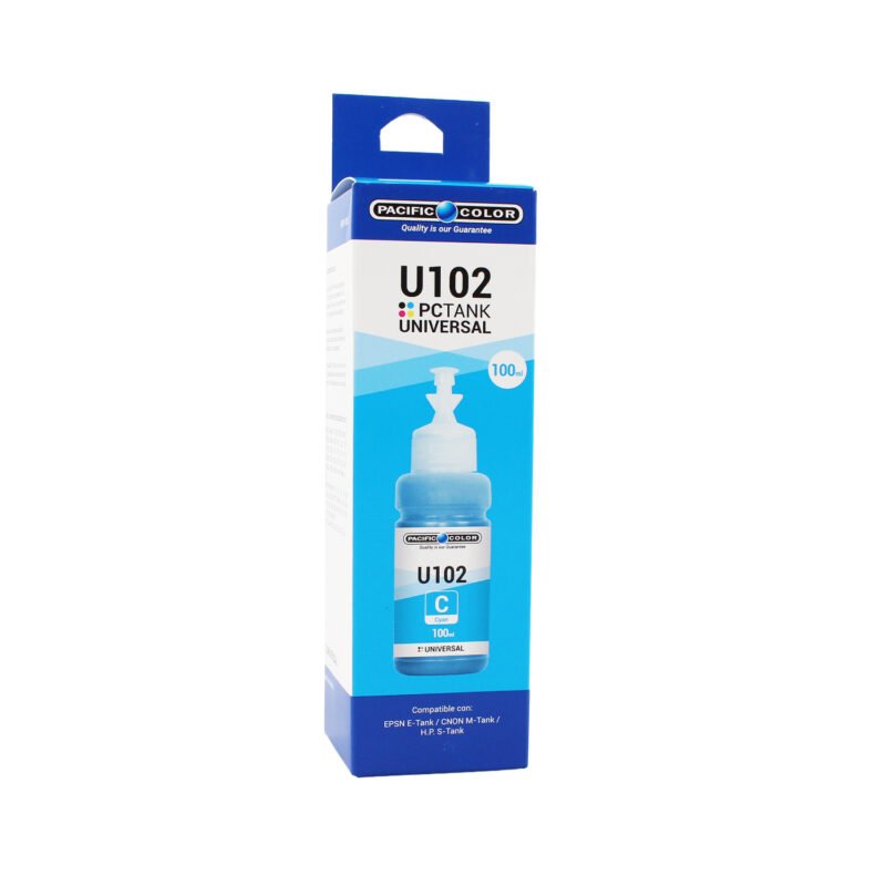 botella tinta pacific universal color compatible epson e tank / canon m tank / hp s tank. cyan