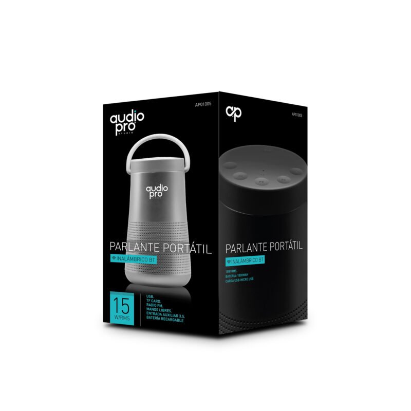 parlante audiopro portatil bt con entrada sd/usb/fm/aux. silver — vista 5
