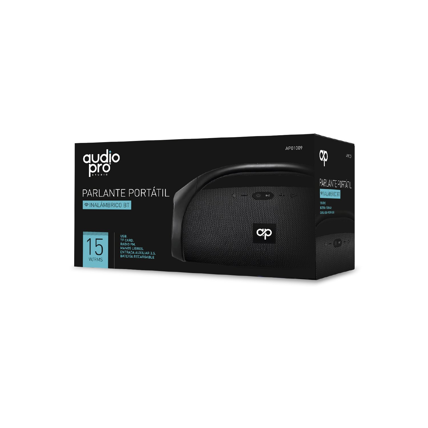 parlante audiopro portatil bt con entrada sd/usb/fm/aux. black parlante audiopro portatil bt con entrada sd/usb/fm/aux. black