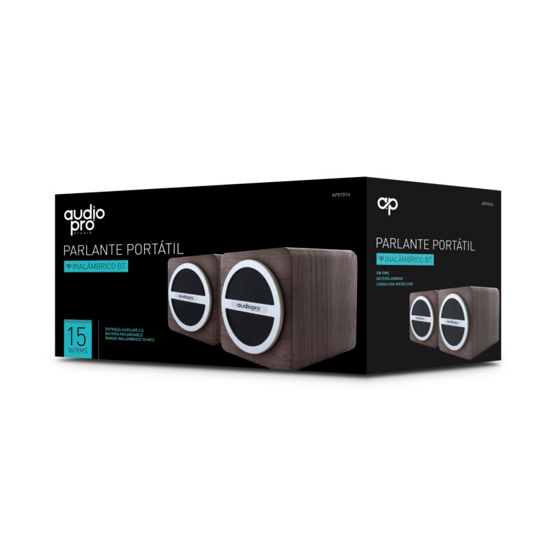 parlante audiopro par de portatil bt con entrada sd/usb/ radio fm. black — vista 5