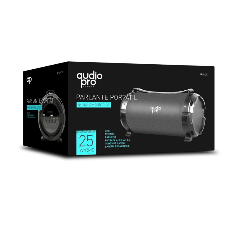 parlante audiopro portatil bt con entrada sd/usb/ radio fm 10m de alcance. black — vista 3