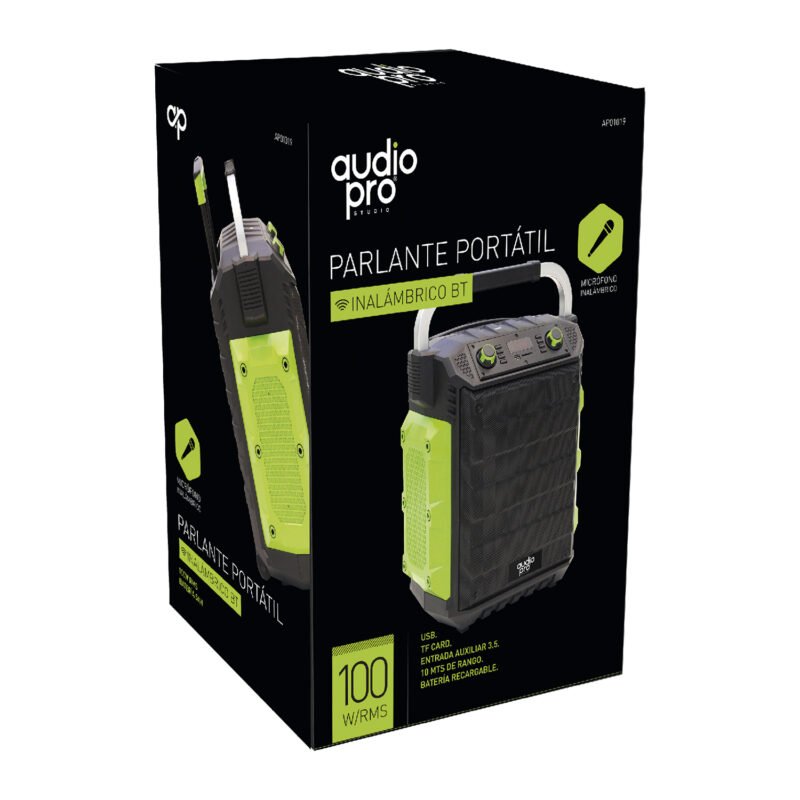 parlante audiopro inalambrico 100w bt/ tarjeta tf/ sd/ usb/ aux in/ entrada microfono, black — vista 2