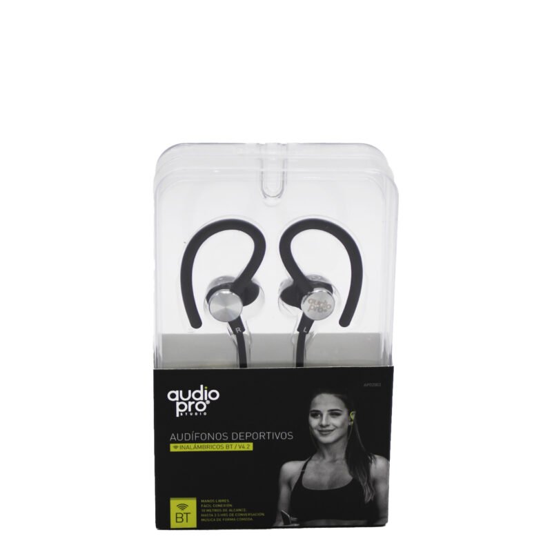 audifono audiopro in ear bt v4.2 deportivos, control de llamada y volumen. black — vista 3