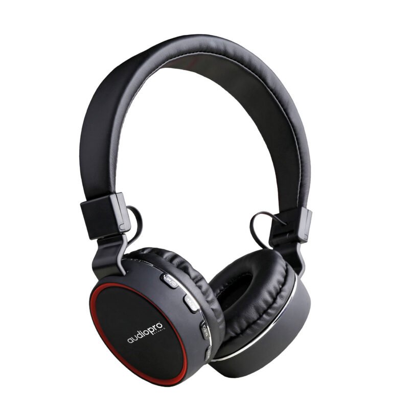 audifono headband con bt/fm/tf/aux black red