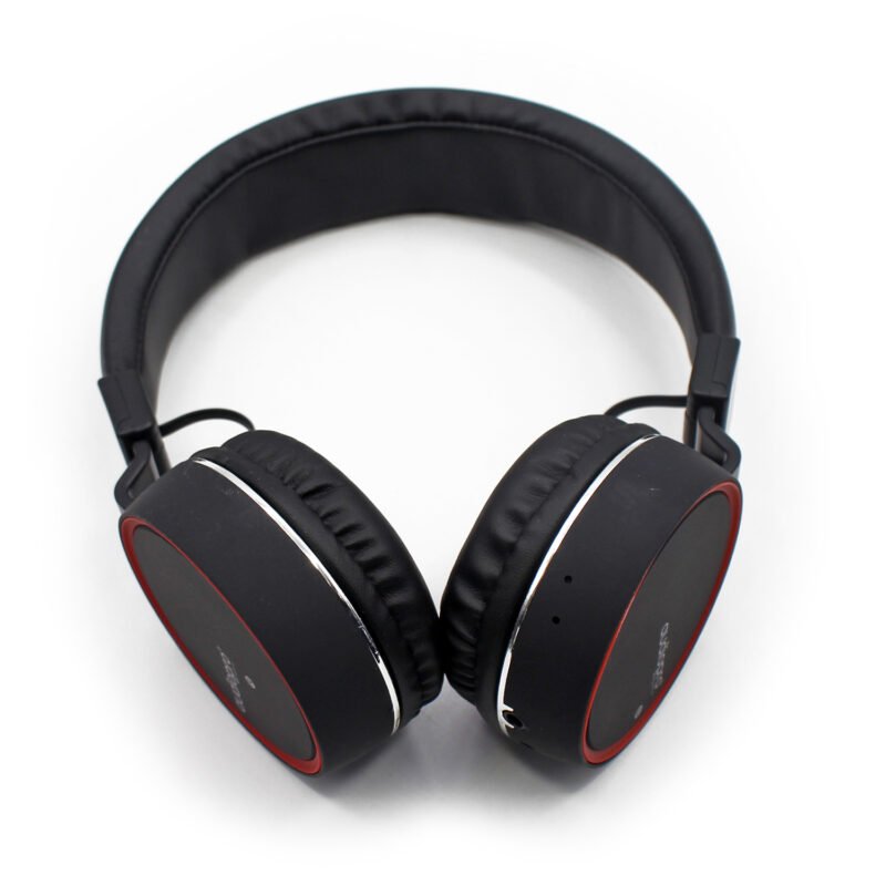 audifono headband con bt/fm/tf/aux black red — vista 2