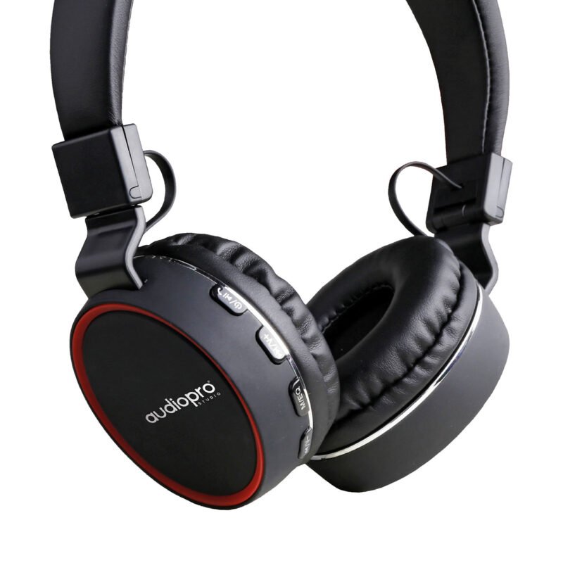 audifono headband con bt/fm/tf/aux black red — vista 3