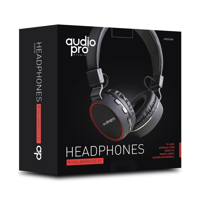 audifono headband con bt/fm/tf/aux black red — vista 4