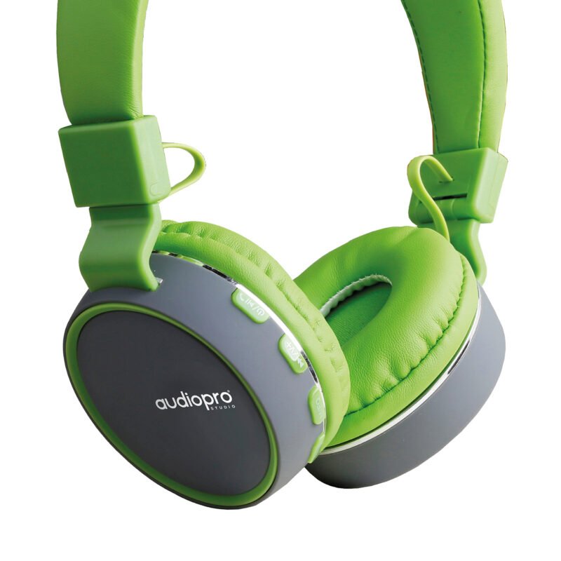 audifono audiopro headband bt mas cable usb y aux 3.5 con bt/fm/tf/aux. green — vista 3