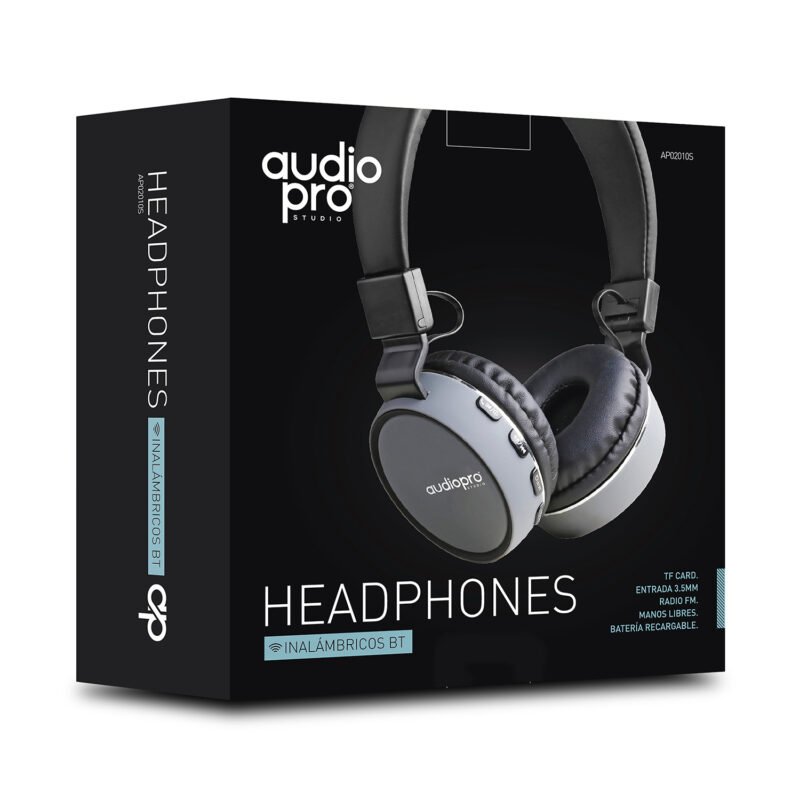audifono headband con bt/fm/tf/aux silver black — vista 4