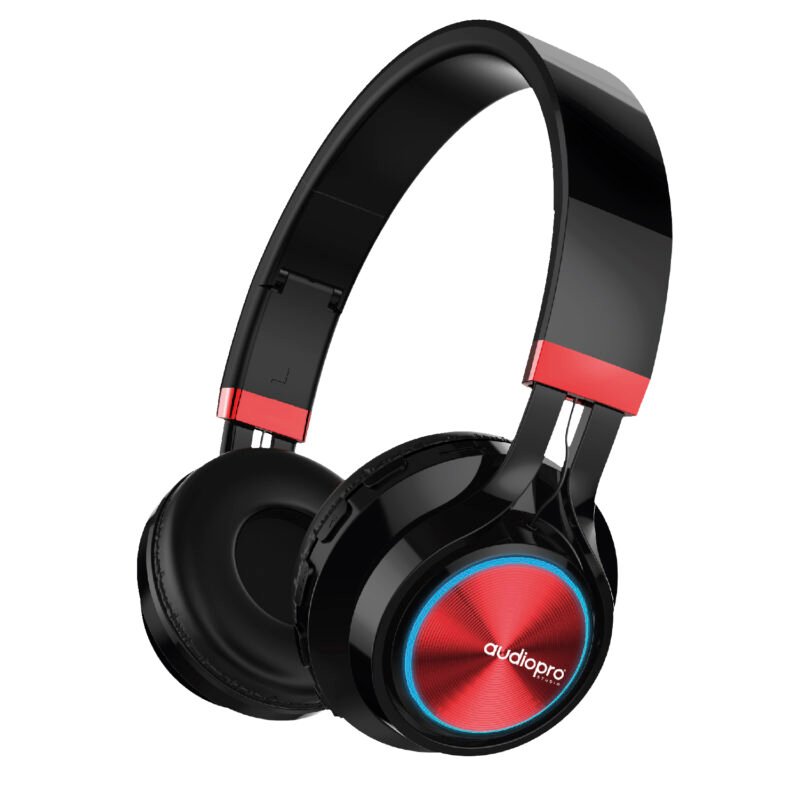 audifono audiopro headband con bt/fm/tf/aux. red.