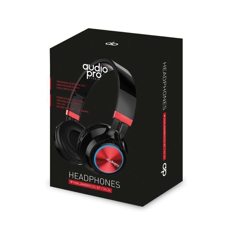 audifono audiopro headband con bt/fm/tf/aux. red. — vista 4