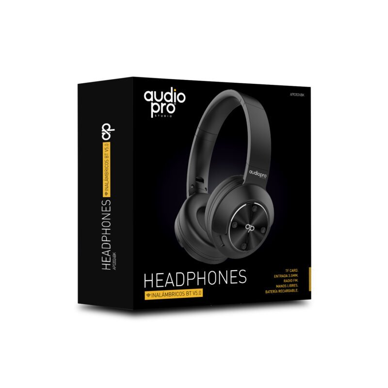 audifono audiopro headband con bt/fm/tf/aux black