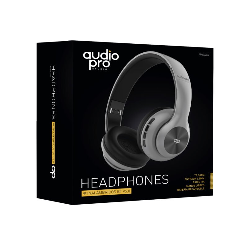 audifono headband con bt/fm/tf/aux silver — vista 3