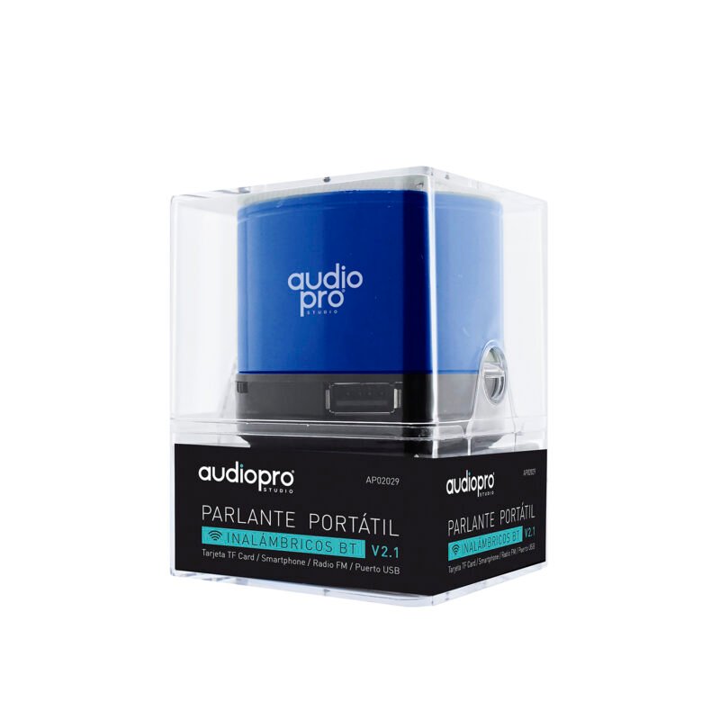 parlante audiopro mini portatil bt con entrada sd/usb/ radio fm. blue