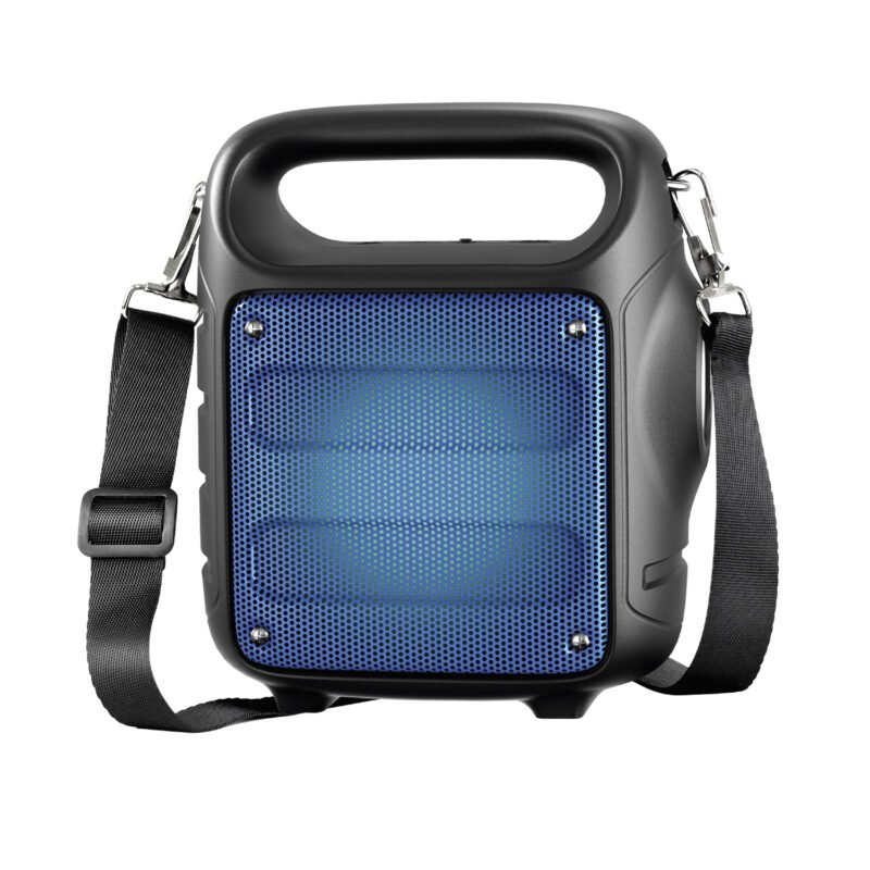 parlante audiopro portatil fm con linterna usb/sd/bateria recargable. blue