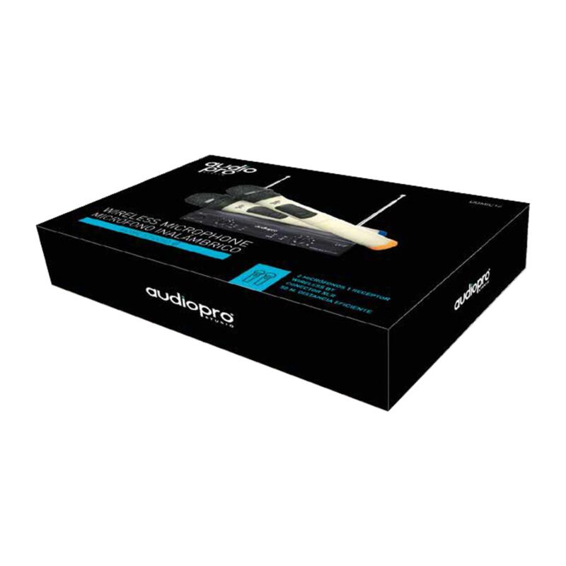 microfono audiopro inalambrico con sistema uhf, 2 1 receptor, 50m distancia eficiente, bateria seca aa 1.5. — vista 3