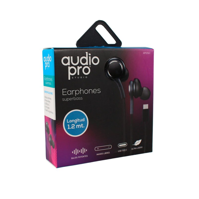 audifono tipo c audiopro manos libres, black — vista 6