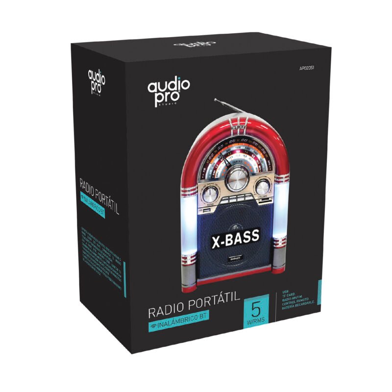 radio audiopro rockola grande fm de 3 bandas /bt/usb/sd/bateria recargable — vista 2