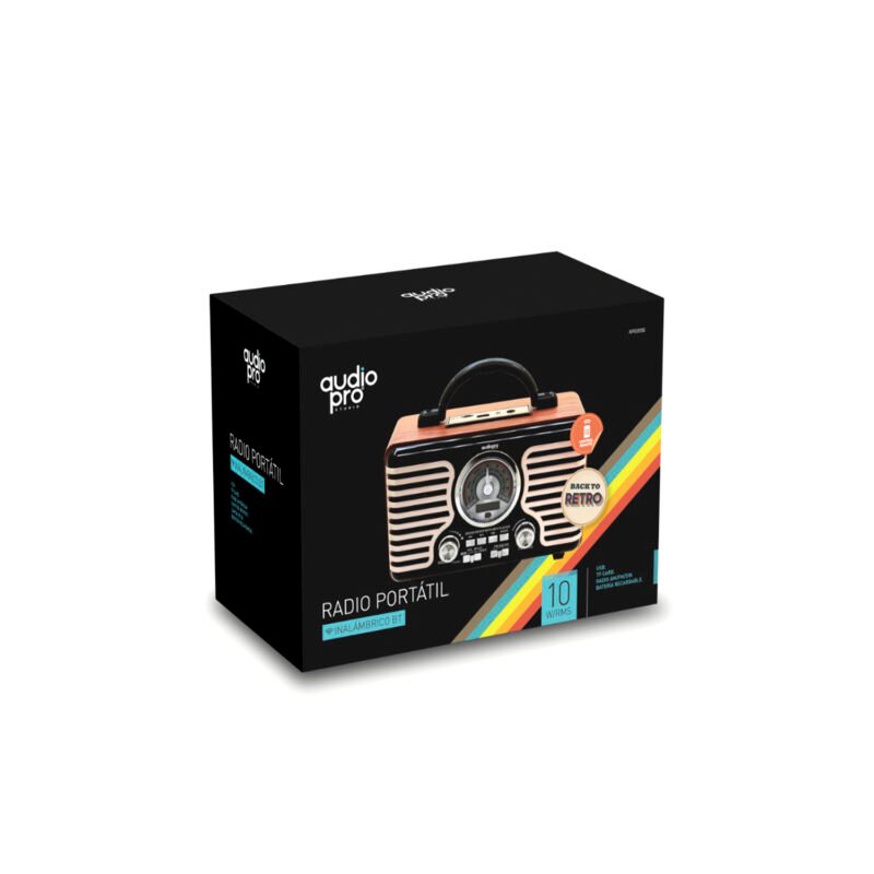 radio retro portatil. bt/ fm/usb/sd/recargable. — vista 3