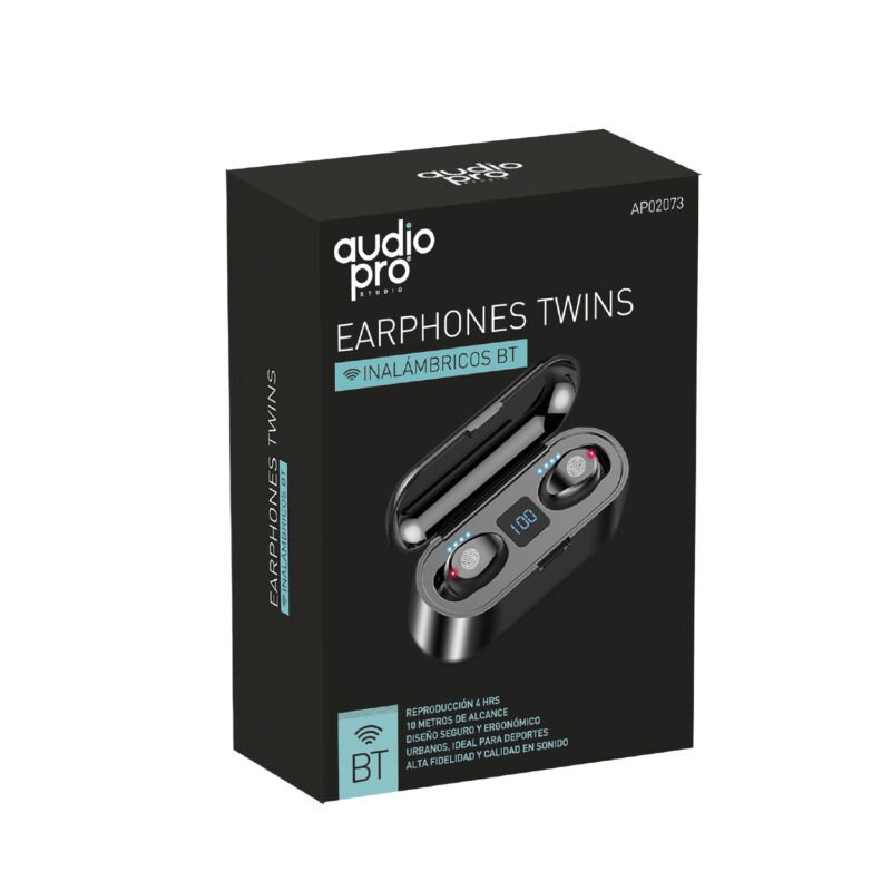 audifono audiopro bt v5.0 manos libres, microfono hd, touch, black — vista 3