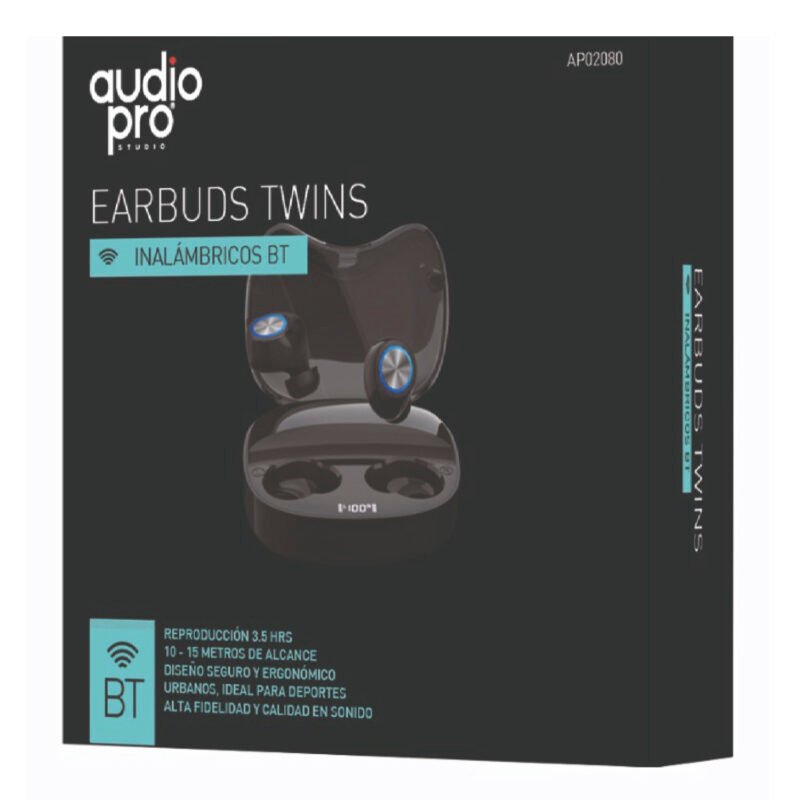audifono bt v5.0 manos libres, estuche de carga 1800mah, touch — vista 2