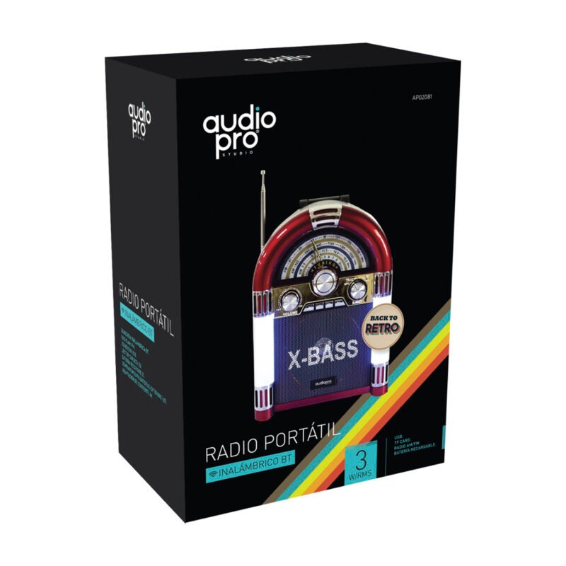 radio audiopro rockola fm de 3 bandas con usb/sd/bateria recargable — vista 2