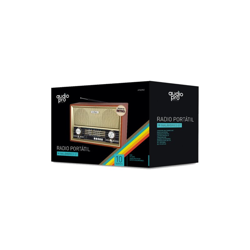 radio audiopro retro portatil. bt/ fm/usb/sd/recargable. — vista 2