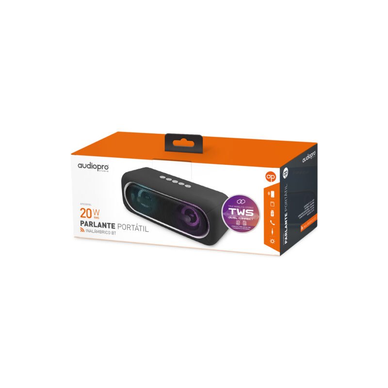 parlante tws bluetooth portatil con entrada sd/usb/aux rgb black