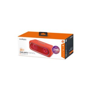 parlante audiopro tws portatil bt con entrada sd/usb/aux rgb red