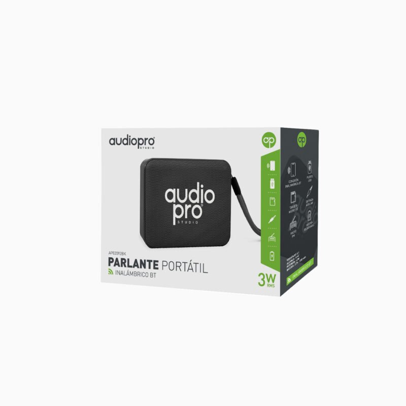 parlante audiopro portatil inalambrico 10w bt/sd/radio usb, alcance 15mts black — vista 2