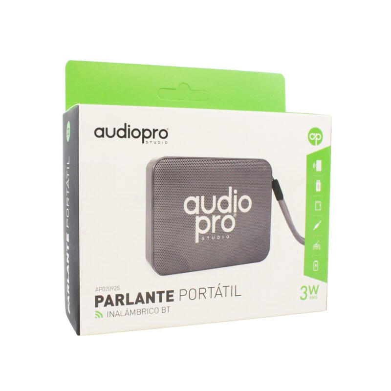 parlante audiopro portatil inalambrico 10w bt/sd/radio usb, alcance 15mts silver — vista 2